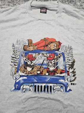 Vintage Funny Deer Hunting Comic T-Shirt Adult XXXL Best Fruit Of The Loom